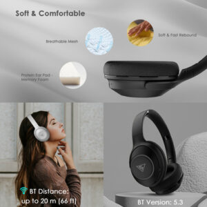 DOQAUS FOCUS 5 Ασύρματα & Ενσύρματα Over-ear Ακουστικά, Bluetooth 5.3, Φ40mm, 1000mAh - Μαύρα dm - Image 6