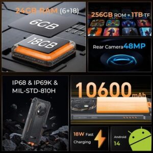 OUKITEL G1 Smartphone 6.52" 6/256GB 10600mAh IP68/IP69K Μαύρο - Image 2
