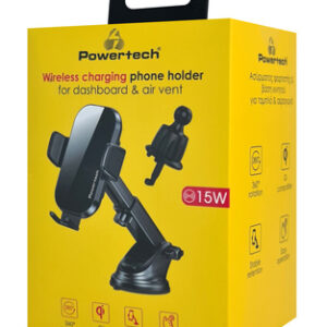 POWERTECH Ασύρματος Φορτιστής & Βάση Αυτοκινήτου PT-1271, 15W, Μαύρος dm - Image 3