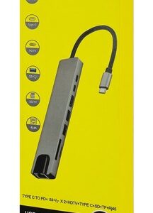 POWERTECH Docking Station PT-1536, 8 Θυρών, USB-C, 87W PD, 100Mbps, Γκρι dm - Image 3