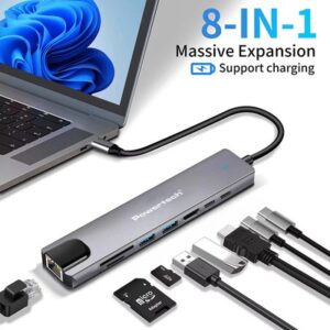 POWERTECH Docking Station PT-1536, 8 Θυρών, USB-C, 87W PD, 100Mbps, Γκρι dm - Image 5