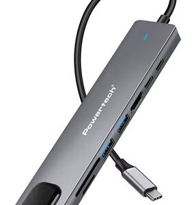 POWERTECH Docking Station PT-1536, 8 Θυρών, USB-C, 87W PD, 100Mbps, Γκρι dm - Image 4