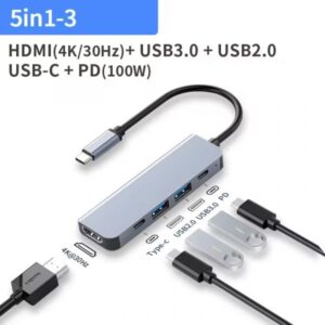 Atc Αντάπτορας 5 σε 1 Type-C με PD 100W, HDTV 4K 30Hz, USB 3.0 & USB 2.0 - Image 3
