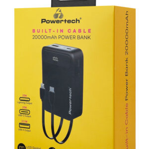POWERTECH power bank PT-1504 με Καλώδια & Οθόνη, 20000mah, 22.5W, μαύρο - Image 4