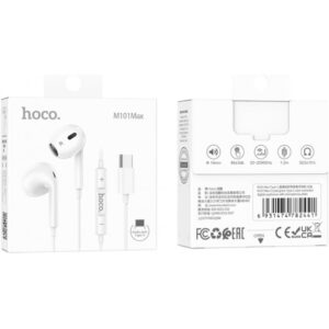 Hoco M101 Max Earbuds Handsfree Ακουστικά Type C - White - Image 4