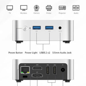 ACEMAGIC Mini PC (Intel N95/12GB RAM DDR5/256GB ROM/Win11Pro) Silver V1SN - Image 3