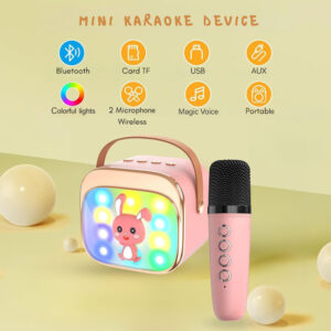 LAMTECH KARAOKE με Ασύρματο Μικρόφωνο Hoppee & Εφέ Φωτισμού , Ρόζ, LAM980220SN - Image 8
