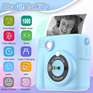 LAMTECH Kid Instant Παιδική Φωτογραφική Μηχανή 2MP με Θερμική Εκτύπωση, Blue, LAM114246 - Image 3