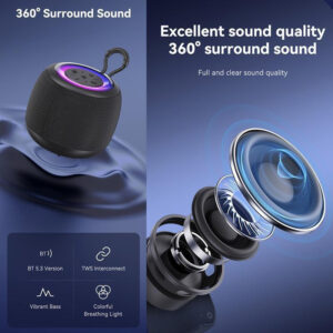 USAMS Φορητό Ηχείο 10W, Bluetooth, 1200mAh, Μαύρο US-YX014 YX14YX01DM - Image 5
